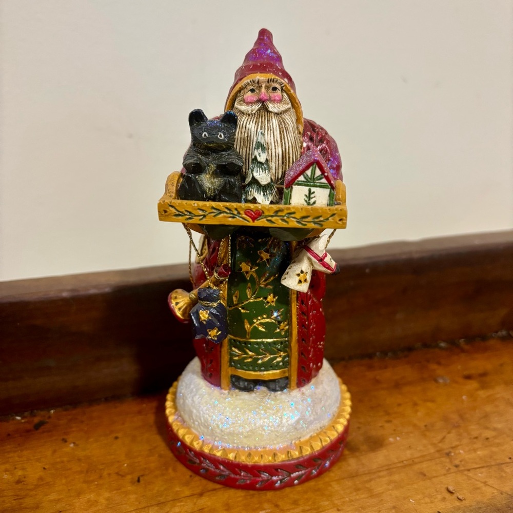 Pam Schifferl 6” Nordic Folk Art Santa Figurine Bearing Gifts
